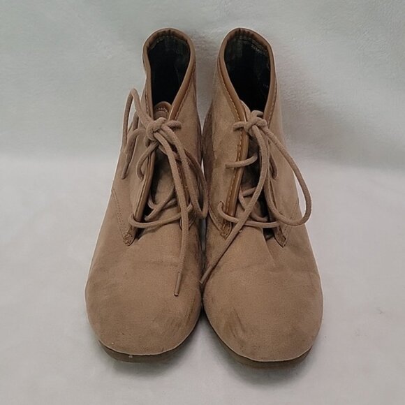 Mad Love Shoes - Mad Love Tan Wedge Ankle Boots Size 9